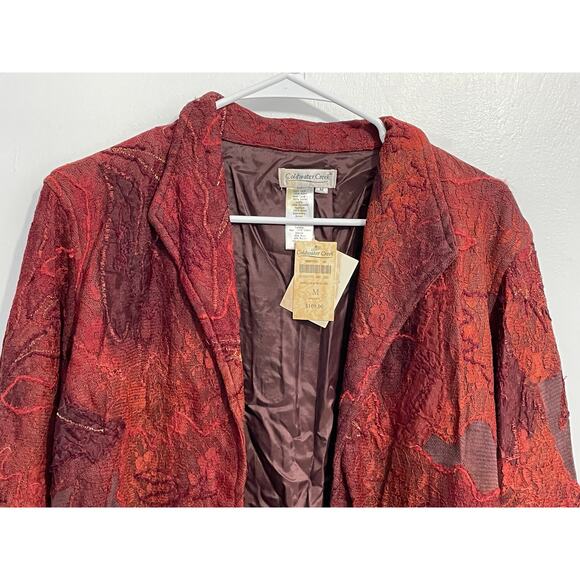 Coldwater Creek Jacket Medium Rust Floral Leaf Lace Fairy Grunge Whimsygoth NWT - Picture 2 of 8
